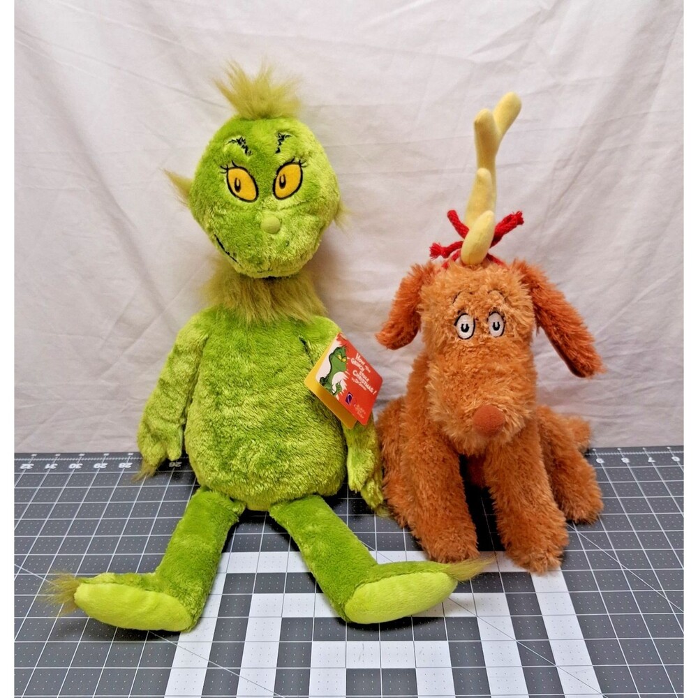 Grinch & Max as Reindeer Dr. Seuss Kohls Cares Christmas Plush Stuffed Animals